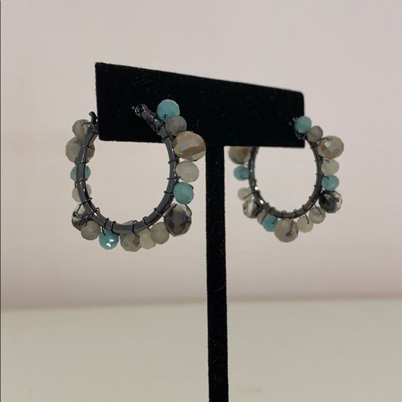 Beaded Hoop Earrings - Picture 1 of 4